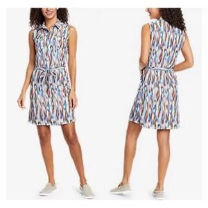 Eddie Bauer Belted Sleeveless Orchid Departure Midi Shirt Dress Size XS